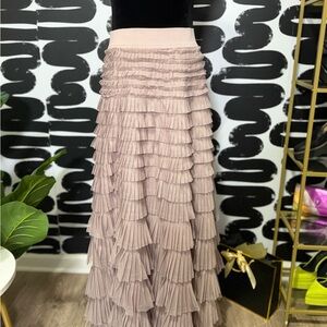 Lucky Brand Tiered Pleated Maxi Skirt in Blush